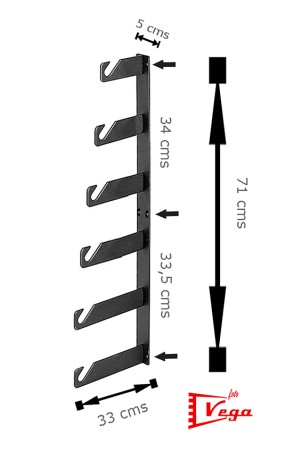 Soporte Fondos pared 6 ganchos