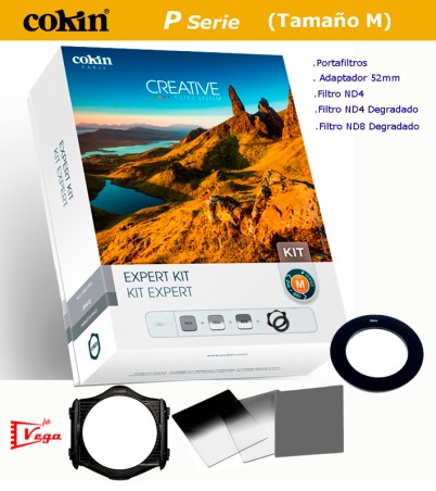 Kit Filtros COKIN Gris ND4 + Degradado  ND4 / ND8 + Portafiltros Tamaño M + Anillo