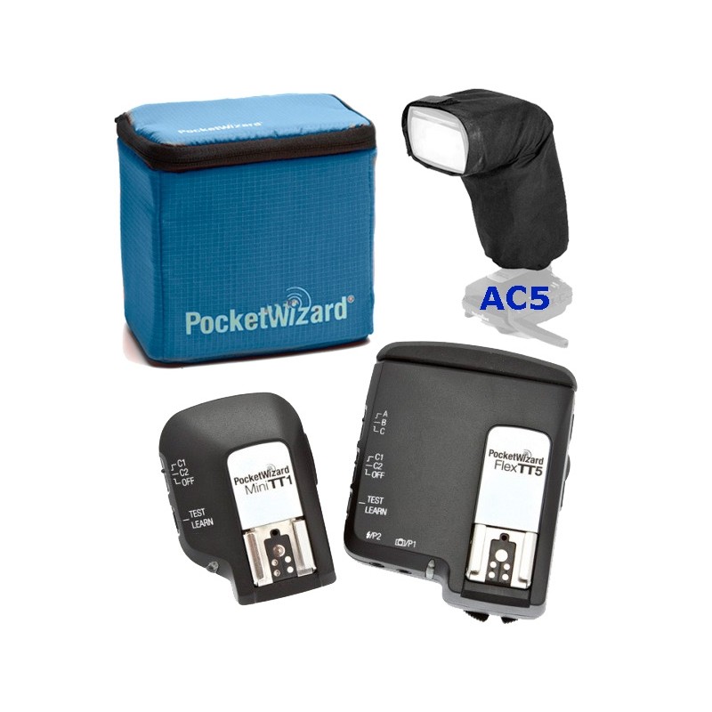 Pocket Wizard Mini TT1 + Flex TT5 + AC5 + Funda Canon Pocket Wizard Mini TT1 + Flex TT5 + AC5 + Funda Canon