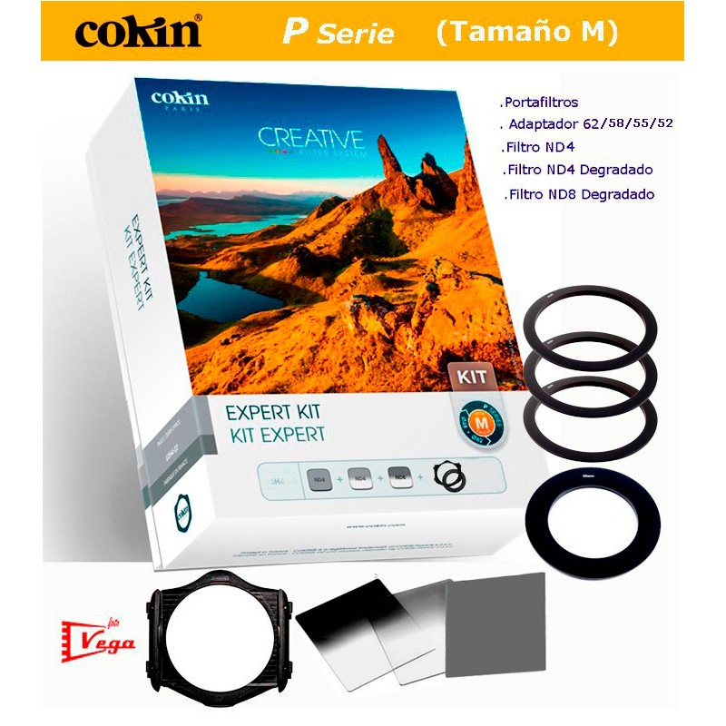 Kit Filtros COKIN Gris ND4 + Degradado ND4 / ND8 + Portafiltros Tamaño M + Anillos 52/55/58/62mm Kit Filtros COKIN Gris ND4 + Degradado ND4 / ND8 + Portafiltros Tamaño M + Anillos 52/55/58/62mm