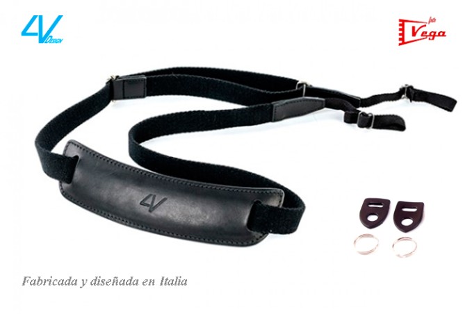 Correa de Cámara Piel Italiana 4V Design Lusso Large negra