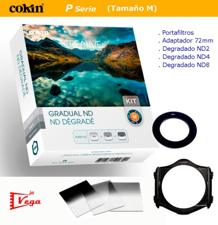 Kit Filtros COKIN Gris ND Degradado ND2 / ND4 / ND8 Tamaño M + Portafiltros Tamaño M + Anillo