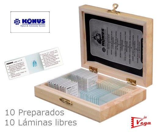 Preparaciones para Microscopio KONUS 10 Portaobjetos y 10 Preparados