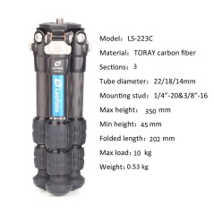 Trípode LEOFOTO LS-223C + LH25 Carbono plegado