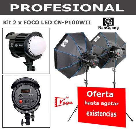Kit Foco LED Profesional NANGUANG CN-P100WII x 2