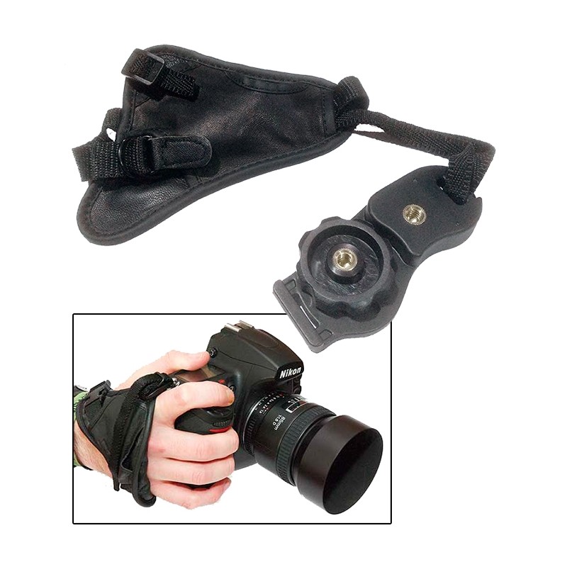 Grip muñequera de cámara DSLR Triangular Piel Grip muñequera de cámara DSLR Triangular Piel