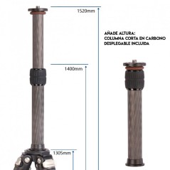 Trípode LEOFOTO LS-254C + LH-30 CARBONO columna