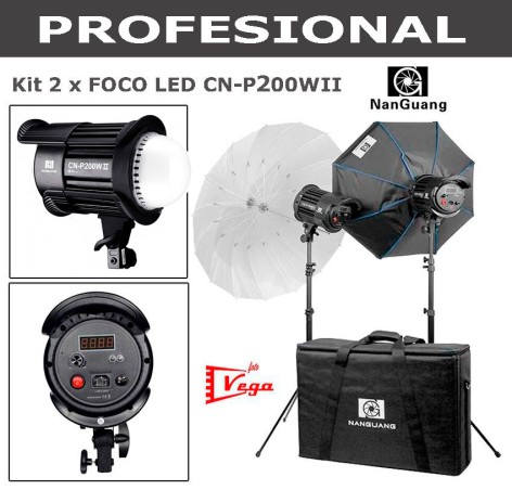 EQUIPO FOCOS LED NANGUANG CN-P200WII X 2