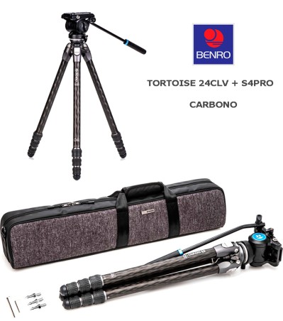 BENRO KIT TRIPODE TORTOISE 24CLV CARBONO + S4PRO