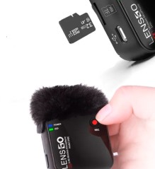 MICROFONO DE SOLAPA INALAMBRICO LENSGO 348C 1V2 2TX + 1 RX SD CARD