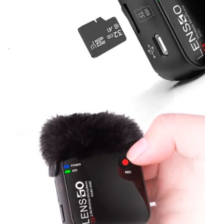 MICROFONO DE SOLAPA INALAMBRICO LENSGO 348C 1V2 2TX + 1 RX SD CARD