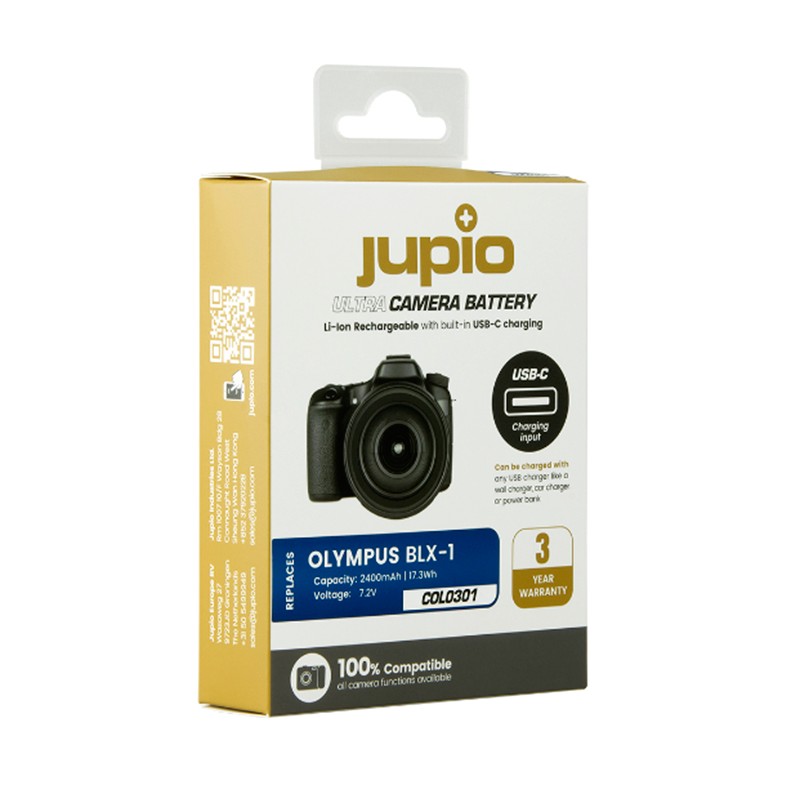 Batería compatible Olympus BLX-1 Ultra C 2400mAh con entrada USB-C JUPIO